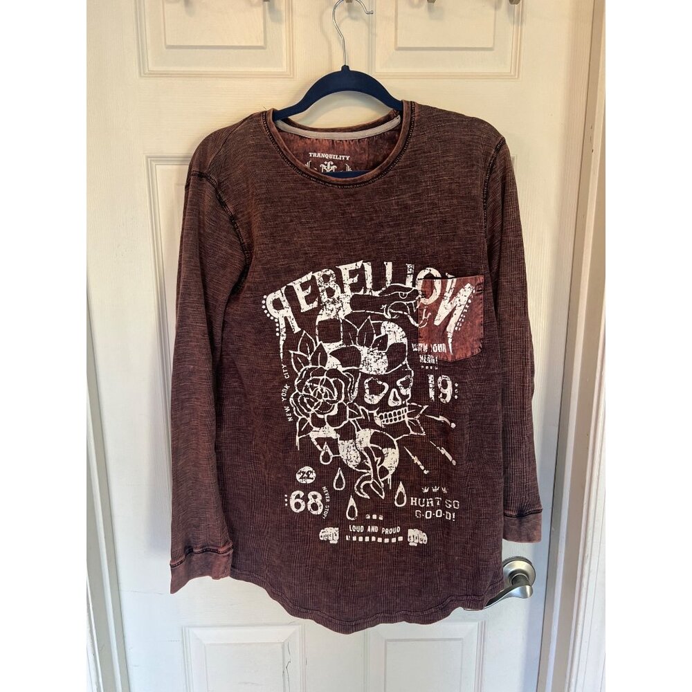 Tranquility Mayhem Pink Burnout Thermal Long Sleeve Men's Top Size Medium